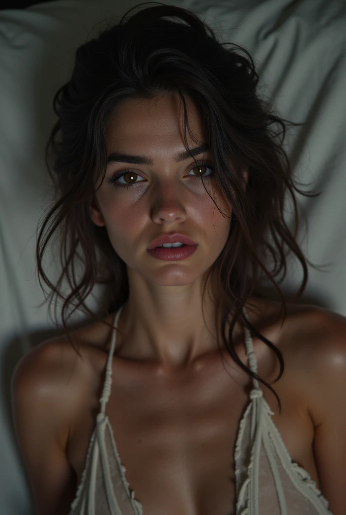 arafed woman in white tank top and silver necklace taking selfie, photo of the beauty gal gadot, emily ratajkowski, gal gadot, bella hadid, face like ester exposito, style of julia razumova, face like gal gadot, portrait emily ratajkowski, upper body face shot, instagram model, wearing white camisole