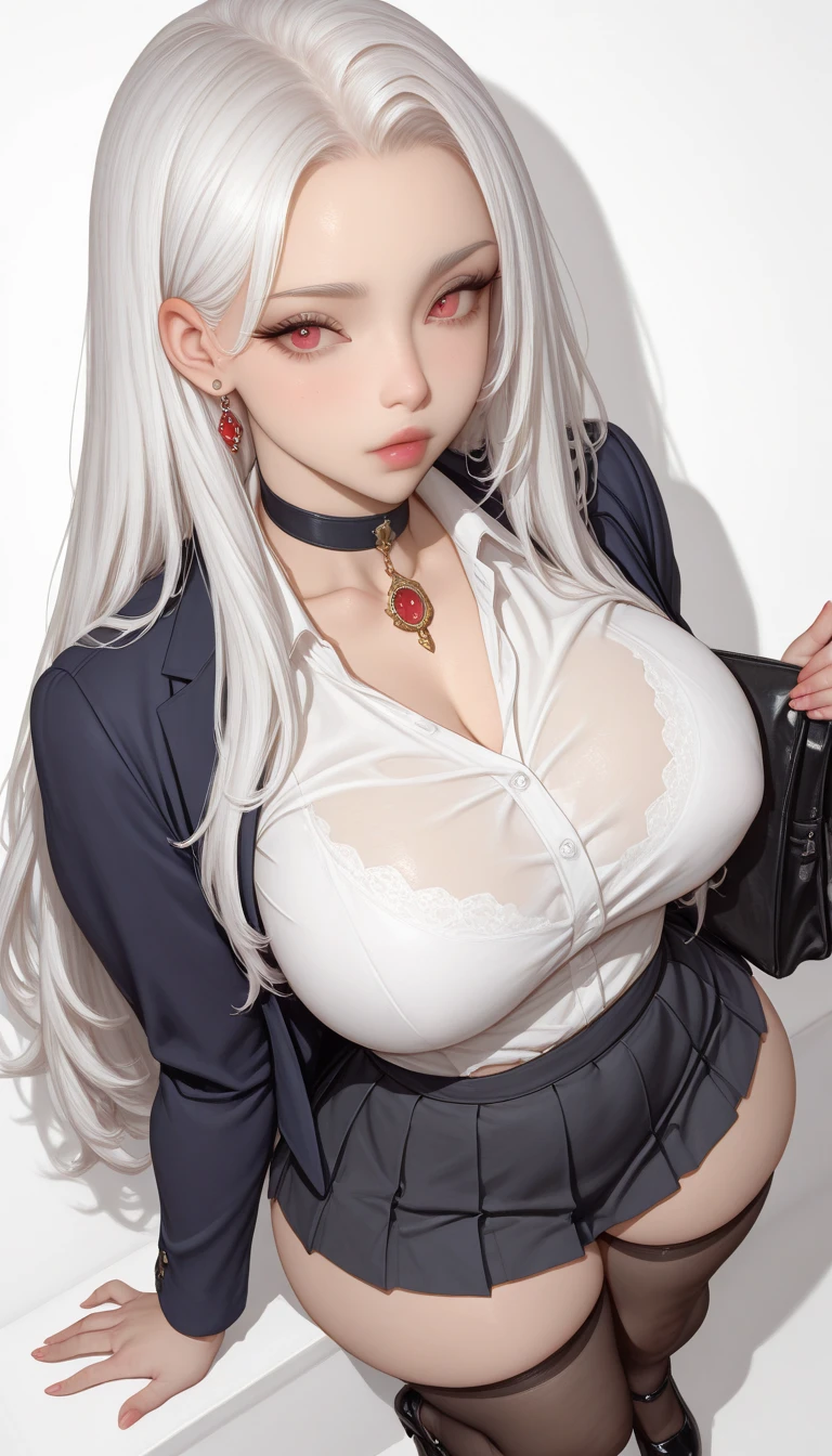 anime girl with white hair and black stockings posing for a picture, white haired, kantai collection style, seductive anime girl, (sfw) safe for work, with white hair, perfect white haired girl, [ 4 k digital art ]!!, white haired lady, sie boob, 2 b, 2b, from girls frontline, white-haired, no bra, , see through, oppai, ecchi, no clothes, nude
