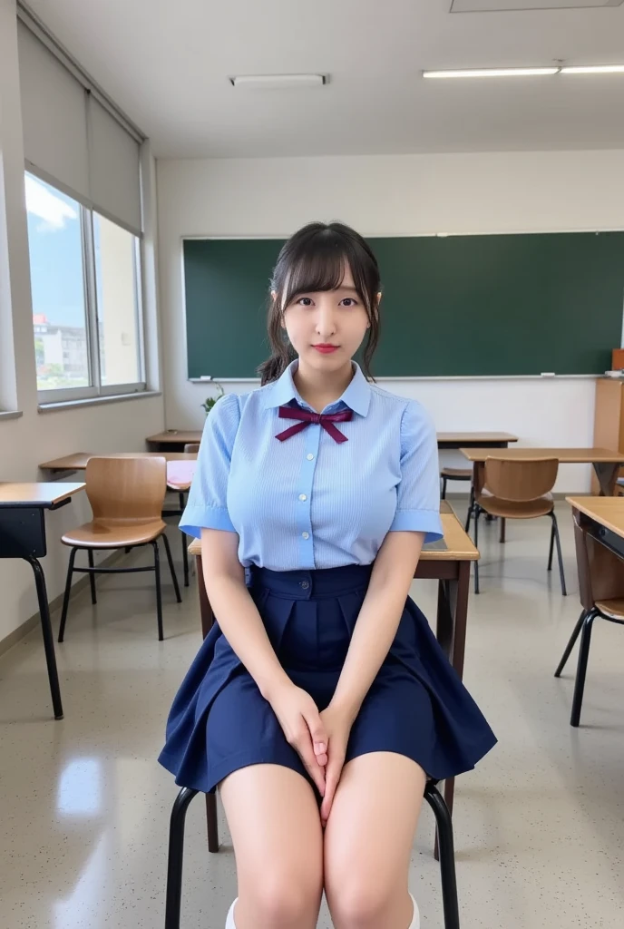 (((Spread your legs wide:1.35)))、(((mini skirt:1.35)))、、((Boyfriend and girlfriend having sex in missionary position:1.5))、((POV:1.5))、vagina、There is a lot of pubic hair on the female genitalia、((Boldly open your legs、Hold your thighs、Showing off your crotch))、 One Girl、1 boy、Drenched in sweat　、Lots of pubic hair、large pointy breasts、Browsing Caution、 （Humans are biologically correct、references） 、 lose extra limbsslim limbsextra numbersmutated hands and finger fusionfingersslim bad handslong necklong body anatomybad deformationbad deformation no extra breasts、Not Futanari、Not Moriman、masterpiece, Highest quality、Raw photo, Photorealistic、1、12 years old、Junior high school classroom、(Face close-up)、White blouse、Laugh with your mouth wide open、Very Short Hair、Junior High 、unbelievably ridiculous、Depth of written boundary, High resolution, Ultra-detailed, Sharp focus, Cinema Lighting