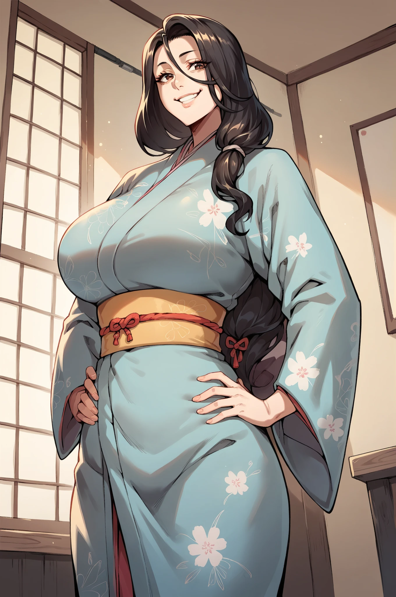 score_9, score_8_up, source_anime, 1girl, solo,The photo features a woman standing in traditional decorations. She is wearing traditional attire consisting of a light green kebaya with lace trim and a long green skirt with batik or songket patterns. The woman is also wearing white high-heeled sandals, and there is a frangipani flower tucked behind her left ear. The surrounding environment has ornate decorations, likely from Bali or Java. , (bound wirsts), (arms behind back), (tapegag, tape gag), dramatic, (looking at viewer), (detailed pupils:1.3),pencil skirt ,red rope, thick rope,big breast,long hair,black hair,ponytail hair, flower ornament in ear