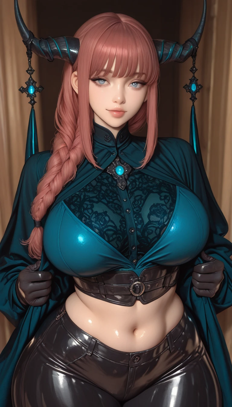 (Front Focus),Surrealist portraits of women by David Hockney and Alphonse Mucha,((ultra gigantic tits))、((Upper body naked))、( Exposed)、(((Royal Pool)))、((Engaging pose))、Fantasyart,the witch、(((White braided hair)))、((Sexy embroidered pink and gold and black witch costume))、((High quality pink and gold and black witch costume with sexy embroidery))、((Sexy Witch、High quality pink and gold and black witch costume with less embroidery on the fabric))、Sexy embroidery beautifully embroidered on pink and gold and black witch costume,Decorated with fine witch costumes and fine jewelry with fine embroidery,photographrealistic,动态照明,art stations,poster for,Volumetriclighting,extra detailed face,4 k'',((Colossal tits))、With diamonds,Sexy thighs,exposing the abdomen ,Chest 1 Girl, In the Dark, deepshadow, low tune, Cowboy Shot,(official clothing:1.4), The eyes are confused and seductive,legs separated