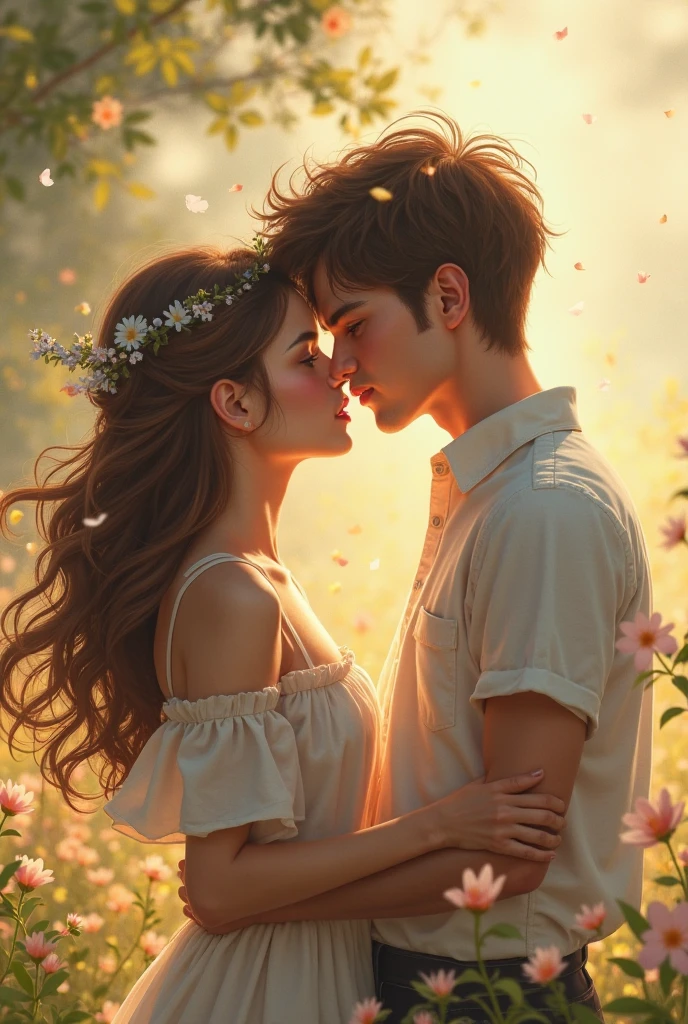 Naked boy kissing girl