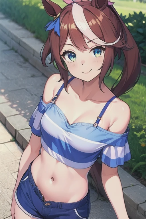Score 9, Score 8 up, Score 7 up, The rating is questionable,
Detailed Background,
a anime girl with short hair has big hanging over a railing, 1girl, breasts, swimsuit, 比基尼, mole, 独奏, mole under eye, navel, braid, twin braids, large breasts, blurry background, cleavage, jacket, blue jacket, bangs, blue eyes, white 比基尼, outdoors, blurry, looking to the side