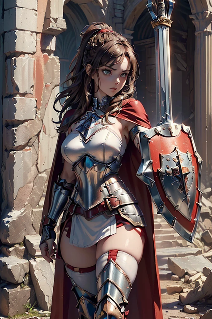 Very beautiful woman、Slender women、(Detailed face)、Realistic Skin、((Holy Knight)), ((Armor made of black))、((((Extremely detailed and intricately decorated armour:1.1))))、(Smooth breast cup)、((Delicate photo)),(Girl Astepeace RAW Photo Details:1.25), (Highest quality:1.6), (Ultra-high resolution:1.5), (Realistic:1.75), 8K resolution, Canon EOS R5, 50mm, Absurd, Super detailed,Cinema Lighting,((Fightfield))、((Fight))、(((White embellished micro skirt)))、(((Crimson high leg panties with lace pattern:1.4))),Thigh-high socks、Shingard、((blonde))、((Curly Hair))、((Drill Hair))、((Wavy long hair,))、ponytail, Cape、Beautiful Armor、(((Has a huge weapon)))、(In combat)、The wind is blowing、((Symmetrical armor))、((((Blizzard))))、(((Lead a large group of knights:1.2)))、banner、(((Battle Scenes)))、((Browsing Caution:1.2))、(((I can see her panties:1.4)))、、((Skirt lift in the wind:1.4))
