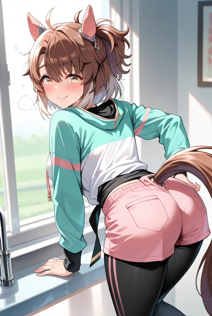 Loli, embarassed, upset, brown hair, pastel colors, baby clothing, diaper, wet diaper, crawling, back towards viewer