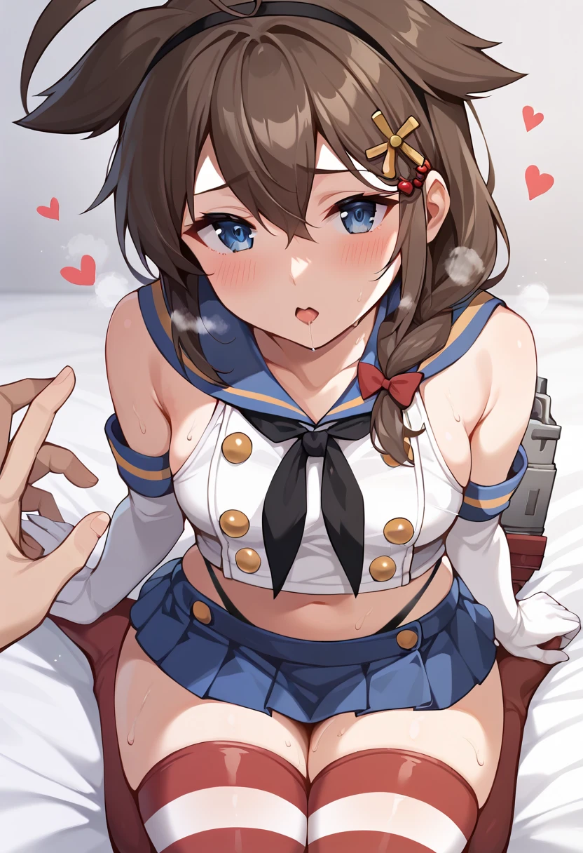 NSFW,((1man with 1woman,Having sex)), Lying down,Riding on top of a naked man,vaginal,SEX,bared  chest,Revealing clothes,(​masterpiece:1.2、top-quality)、(Beautiful Eyes of Details:1.2)、(the Extremely Detailed CG Unity 8K Wallpapers、​masterpiece、top-quality、ultra-detailliert、Best Shadows)、beautiful detailed brilliance、brown haired、 Red Eyes、Machikanetanhuiza、Uma Musume(Umamusume)、Marl、blue headwear,embarrassed from、blue headwear、Cap on one ear、