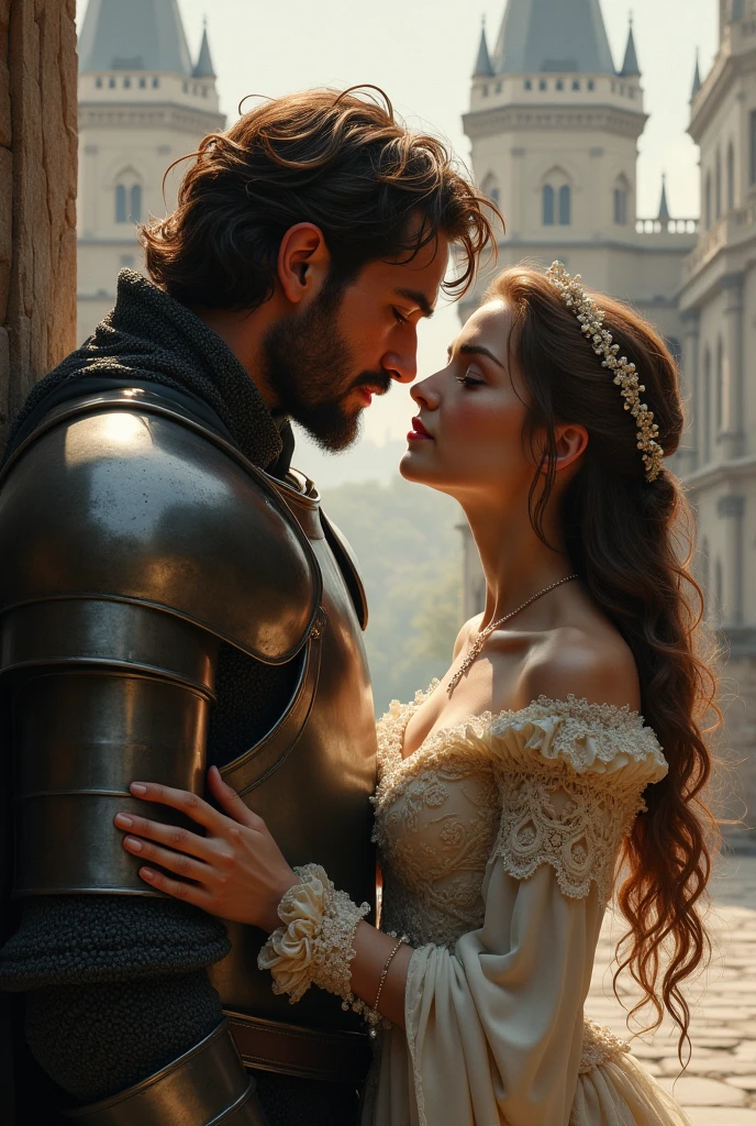 Husband and wife hugging together，kiss, Cyberpunk costumes，jewelry，Gorgeous space opera background