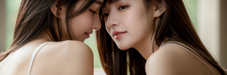 Just two persons　A woman in her 40s and her 20-year-old daughter(name:spring、Completely naked、Your are completely exposed)　springはCompletely nakedでは15歳のアイドルのように若くてかわいいです.　Face to face deep kiss　女性がspringのドレスの胸をはだかせる、springは上半身裸で、Small breasts and nipples fully exposed。