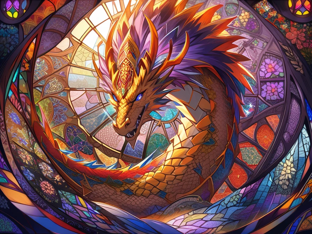 Create a coat of arms whose main symbol is a purple Chinese dragon