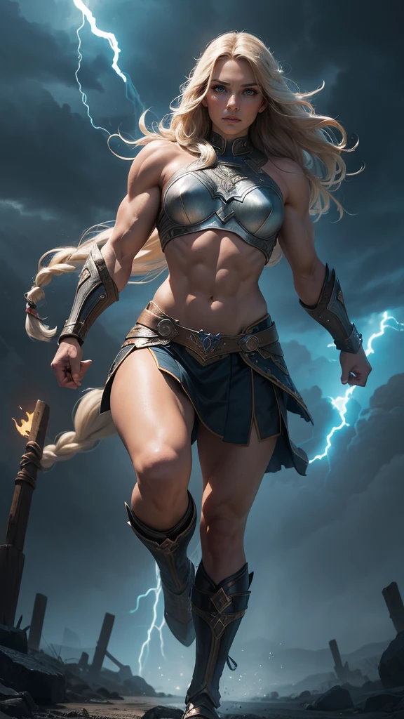 muscular woman, Asgard, valkyrie，Lady Knight，anatomical correct，epic fantasy digital art，tmasterpiece，8k，Realistic colorful body with high definition resolution, Quality Superior，, Epic composition,