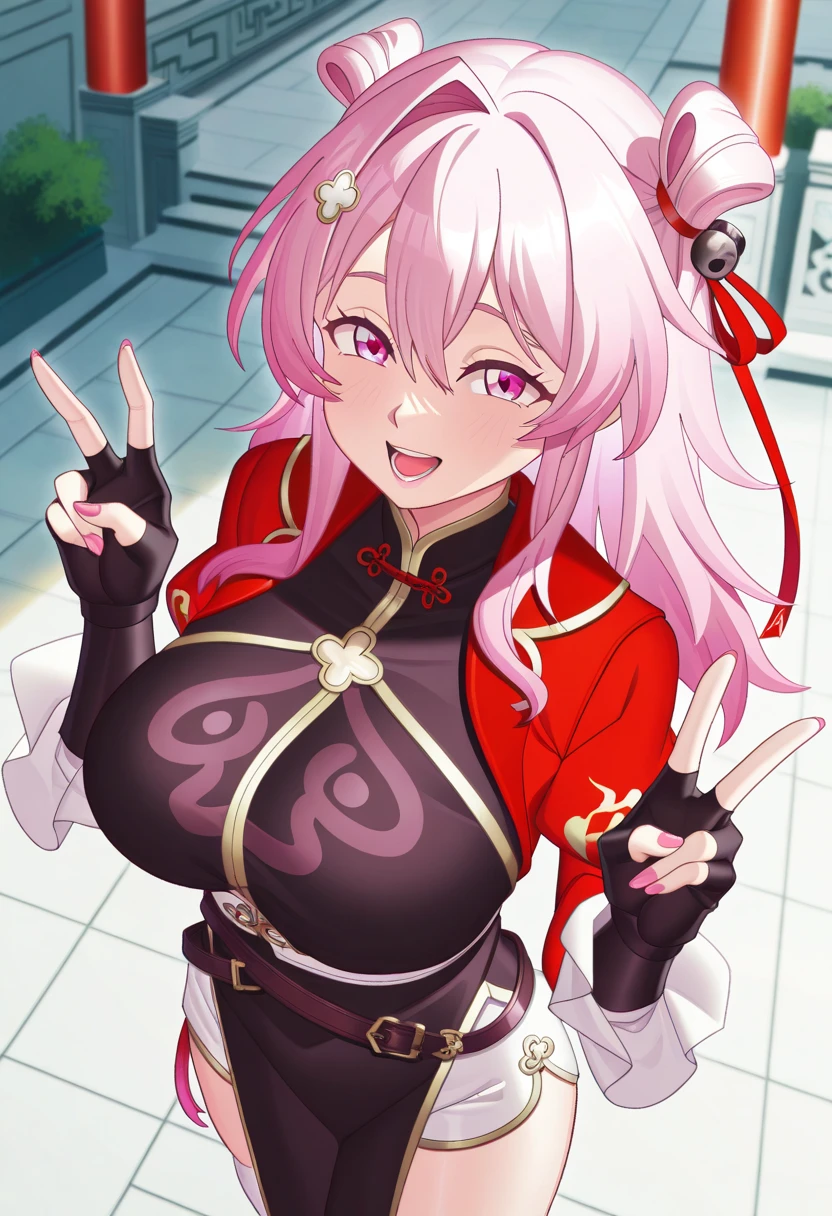 (masterpiece, best quality, ultra detailed, hyper realistic, photo),delicate pattern, detailed background, uncensored completely,
1yae miko, cowboy shot, japanese girl, class room,
, loose collar, skirt, looking over eyewear,
hair between eyes,
put up index finger and one hand on hip, angry with puffed cheeks,
from above, leaning forward,