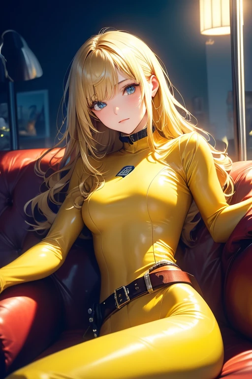 (((cameltoe:1.3))), ((squat)),((Leg spread)), ((Spread your legs)), ((Arms behind head)), (masterpiece, best quality:1.2),((Photoreal)),perfect anatomy,solo, 1 middle age woman,Mori Yuki,((looking at viewer:1.3)),horizontal angle,((shooting from front:1.4)),((small breasts:1.4)),((saggy breast)),(muscular:1.7)),((do not hide your crotch)),((do not show your skin:1.4)),(cod lips),holding head high,((squatting)),(spreading legs:1.2),(hands on hip bone),((full covered body suit)),(yellow rubber body suit),thin fabric jump suit,latex body suit,uniform,belt,yellow high heel,sharp focus