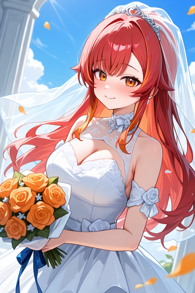 One girl, masterpiece, High resolution, Sonic Edge_Rias_Gremory,Long Red Hair, ((Wedding dress, room, Bridal Lingerie, Wedding Themes))One girl, masterpiece, High resolution, Sonic Edge_Rias_Gremory,Long Red Hair, ((Wedding dress, room, Bridal Lingerie, Wedding Themes))、Fantasy,high quality、超繊細 Big eyes、Super beautiful、Big eyes