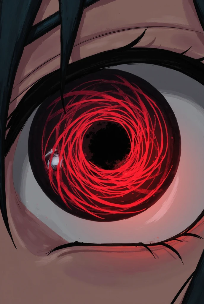 A eye opening with red pupil