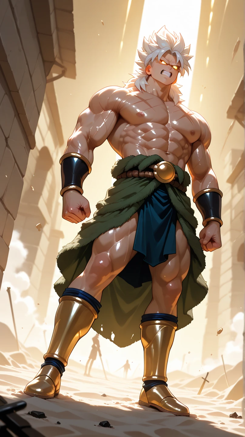 Broly is tall, strong and full of power