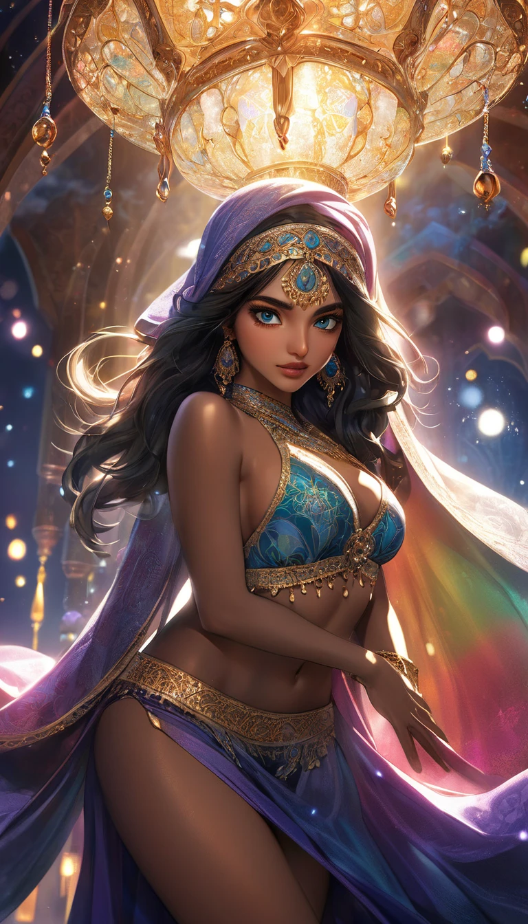 Portrait of a woman in a pink and blue dress, beautiful fantasy art, beautiful fantasy girl, Argerm Julie Bell Beeple, very beautiful fantasy art, Carol is behind, uh.., Amazing 8k artwork, beautiful goddess, beautiful character drawings, Persian Princess, Fantasy Woman, Beautiful Fantasy Empress, beautiful devil girl, Indian goddess