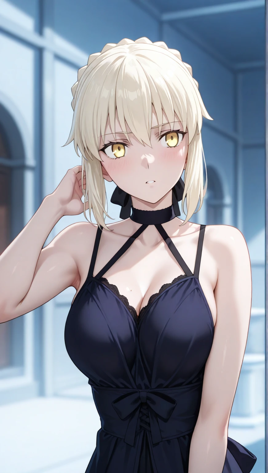 High resolution, 2D anime style,,Blue eyes beautiful eyes,high and beautiful nose,thin face,blonde boyish short hair,cool adult woman,chest is a little big,She looks very happy,bite&#39;lips, she was laughing so much,she narrows her eyes,Fashion that shows cleavage,I&#39;Iは窓辺でイヤホンを耳に入れて勉強しています.,London morning skyline
