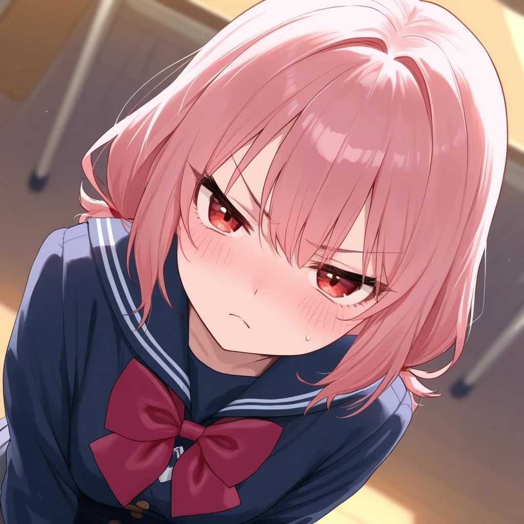 masterpiece,best quality,ultra detail, girl,petite,sailor uniform,school garden, <lora:yudedako_v200:0.7>open mouth,shy,blush