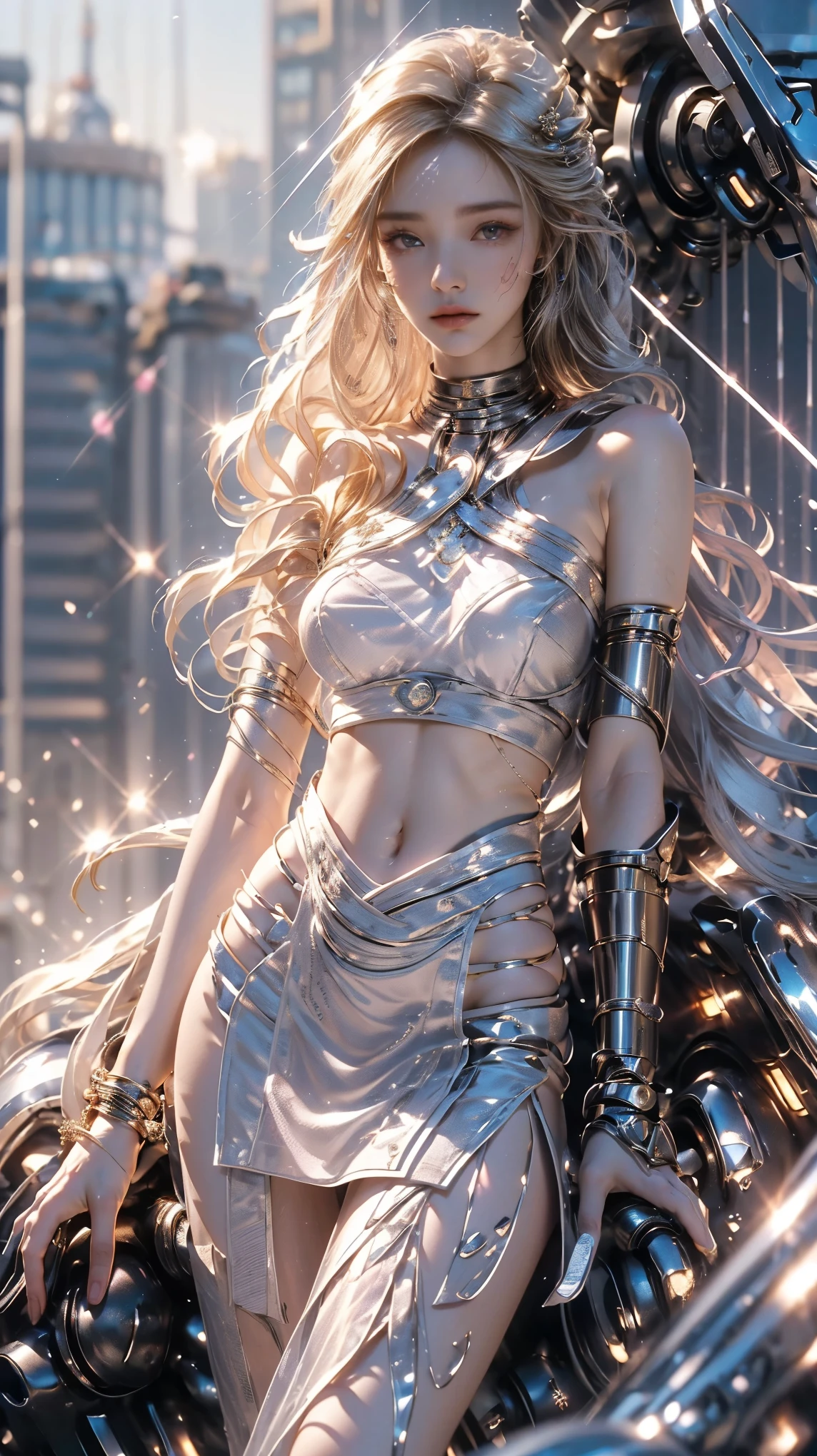 ((Best Quality, 8K, Masterpiece: 1.3)), 1girl, blonde, east european, russian, height 180 cm, nipple circumference 2 cm, shoulder circumference 95 cm, Slim Abs Beauty: 1.3, (Hairstyle braids, Breast: 90 cm), wearing white top, on a bed : 1.1, Super Fine Face, Delicate Eyes, Double Eyelids, Smile, Home, all body, with a mask covering half face