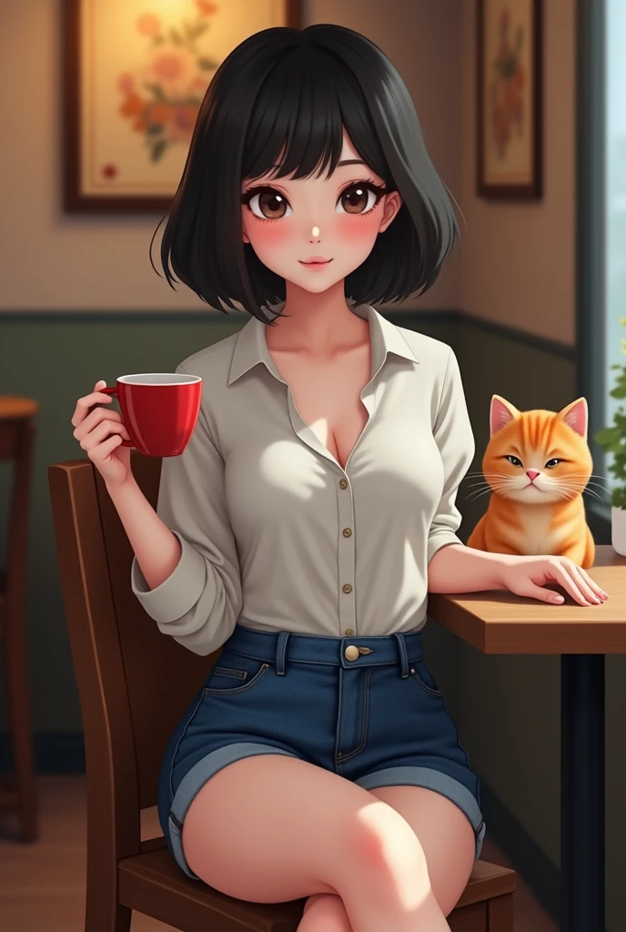 There is a cat sitting next to a glass of milk, cat drinking milk, illustration of 1 cat, ultra-realistic illustration, ultra-realistic illustration, hyper-realistic illustration, a cat. realistic painting, by Wayne England, realistic illustration, hyper realistic illustration, portrait, close portrait, award-winning hyper-realistic, by Lisa Milroy, by Galen Dara  