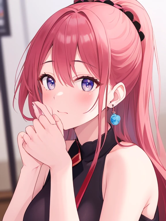 by void,masterpiece,best quality,<lora:ClearHand-V2:1>,face_focus,portrait,front view,1girl,baobhan sith \(fate\),solo,black_background,huge filesize,highres,(((solo))),(china_dress:1.2),1girl,unbuttoned clothes,eyeshadow,medium breasts,white hair,mature_female,(slit_pupils:1.1),pale_skin,long bangs,closed mouth,bangs,blunt bangs,slender,(streaked hair:1.1),looking at viewer,bare shoulders,white pantyhose,(seductive_smile:1.1),crossed_legs,barefoot,blush,(chin_rest:1.1),<lora:void>,