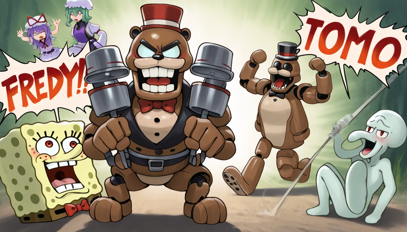 <lora:Jojowalk:1> <lora:freddy-05:1>, freddy walking to, freddy walking from, masterpiece, best quality