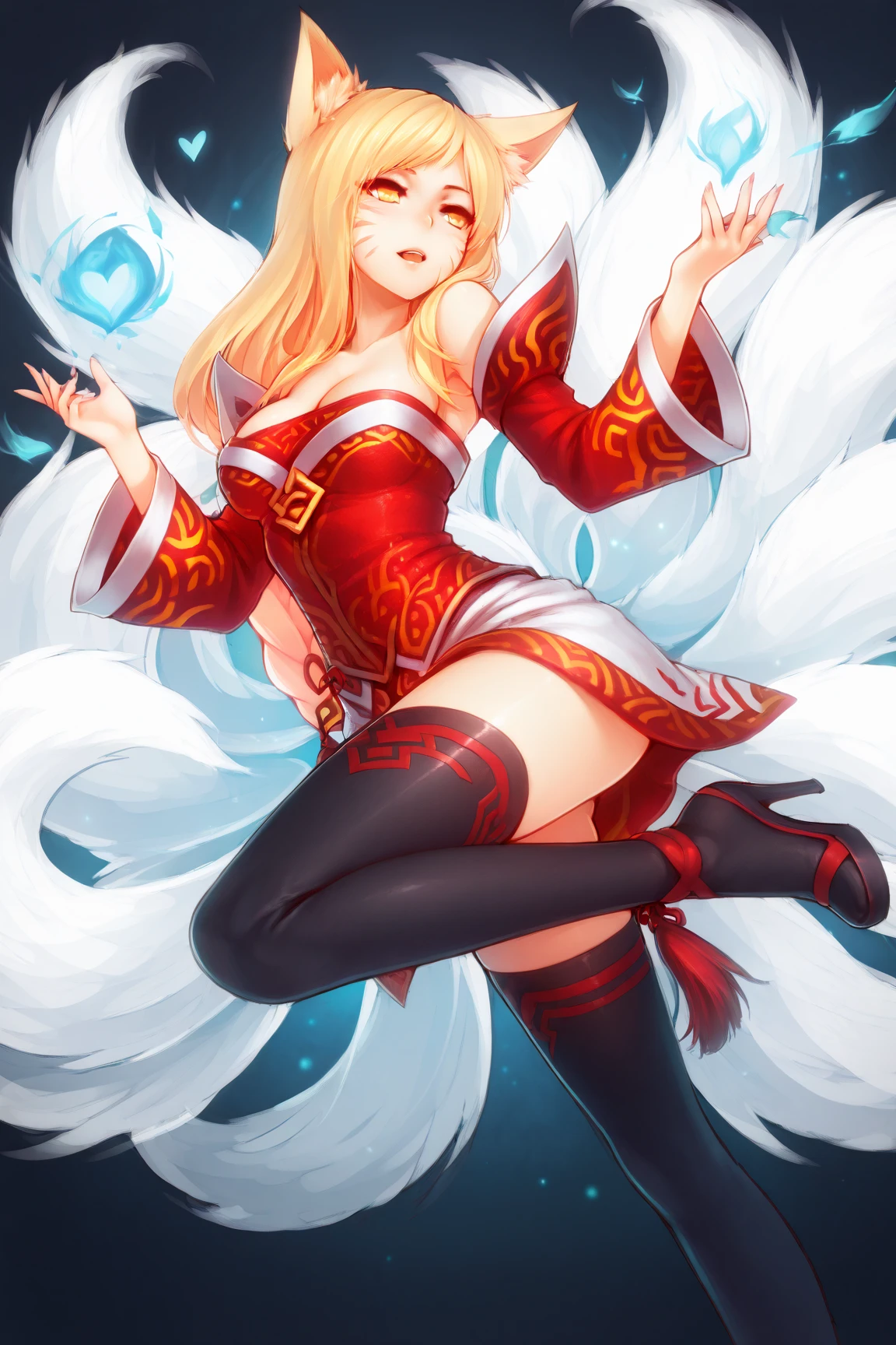 breathtaking, masterpiece, nine-tailed golden fox, japanese art style, majestic, bokeh, ink, art, no_human, complex background, beautiful tails, serene and enchanted forest, purple eyes, ,Spirit Fox Pendant, YaeMikoFox, best quality, purple eyes, blonde fur, fox, animal ears, blonde hair, fox ears, glasses,