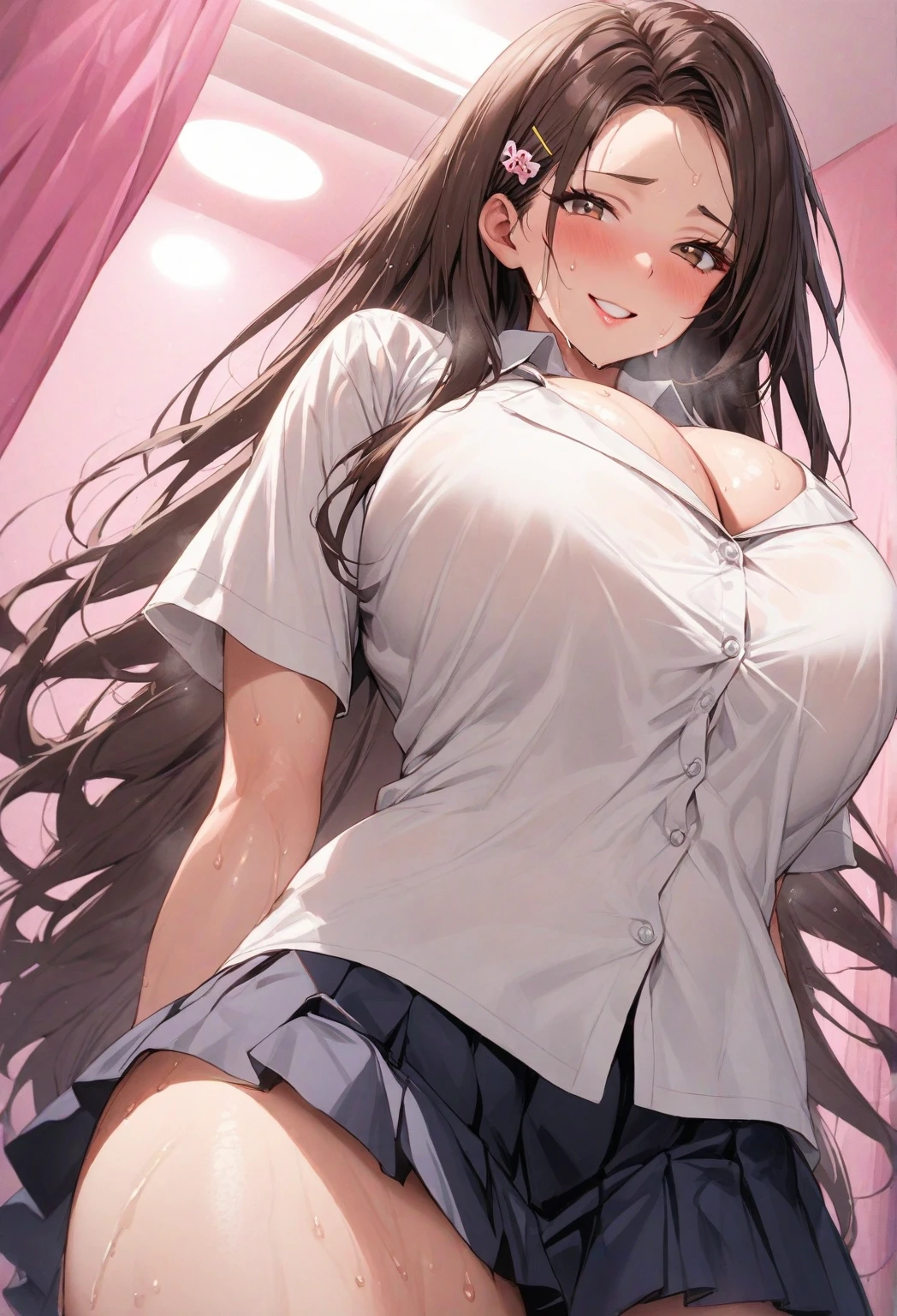 (masterpiece), (High resolution), (Highest quality), One girl, smile, blush, neck ribbon, View your viewers, ribbon, (Ring on right ring finger), shirt, Long Hair, bangs, Hand in hand, jewelry, Mouth closed, フリル collared shirt, No sleeve