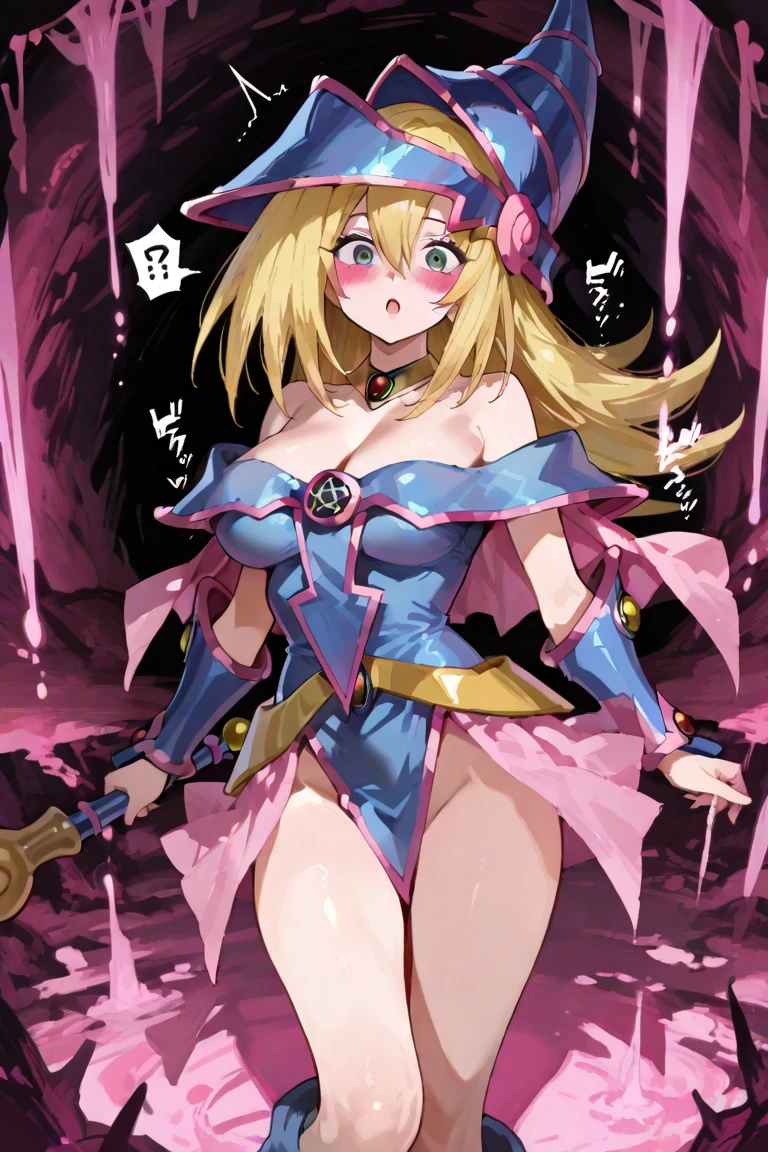 Black Magician Girl、Thongs that dig into your ass、Huge breasts、Thick thighs、Blonde Hair、magic circle、Magic wand