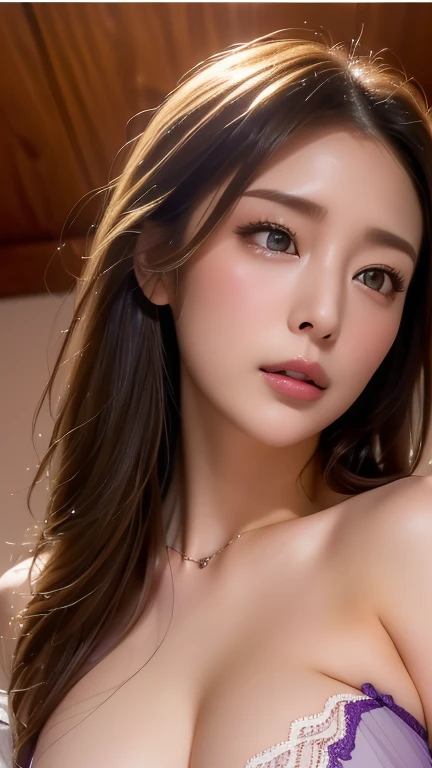 masterpiece、Highest quality、High resolution、Tabletop、wallpaper、Realistic、Bright lighting、Professional Lighting、Face Light、Smooth lighting、Japanese women、Adult、Beautiful woman、action、gravure、sexy、so beautiful、Beautiful Skin、Beautiful and exquisite、Detailed face、slim、Brown eyes、Looking into the camera、Cleavage、Big Breasts