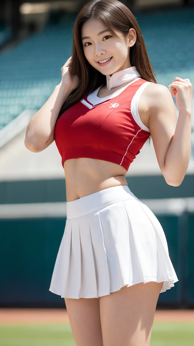 Best quality,Ultra-detailed,Realistic,Portrait,Beautiful detailed face,The long-haired,Korean female cheerleader, Korean Asian cheerleader,With a cheerleader's baton in his hand,In the garden with a pink carnation headband,White cheerleading uniform,Sleeveless low-cut backless top and white pleated skirt,The forearm has a tattoo,The upper arm has a tattoo,There are tattoos on the buttocks,There are tattoos on the back,There are tattoos on the thighs,There are tattoos on the calves,A close-up portrait of a bad teenage girl,AR 16:9 Movies,Realistic female cheerleader,cinematic Film still from,TV photography,Cheerleading costumes,Capture close-ups of the female cheerleader's face in a realistic way, cinematic photogtaphy