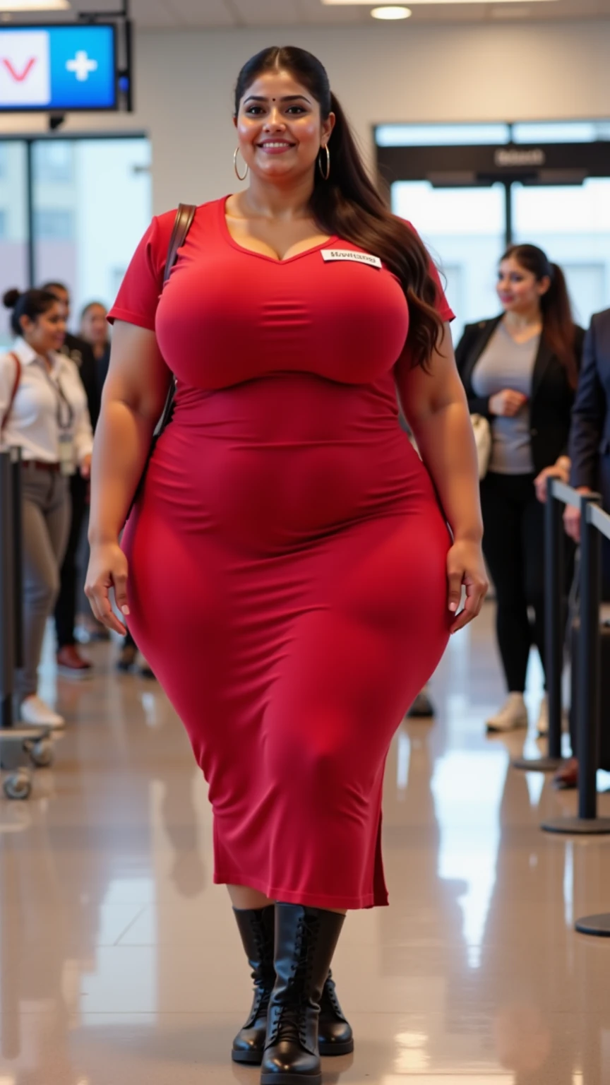 A sexy woman with big breasts wearing a short dress, curly hair, blonde Nike sneakers, hyperrealisti, 8K, photorrealistic, cinematic lighting, beautiful detailed eyes, beautiful detailed lips, extreme detailed face, long eyelashes, seductively pose, hourglass figure, perfect skin, work of art, highy detailed, details Intricate, dramatic shadows, Vivid colors red lighting