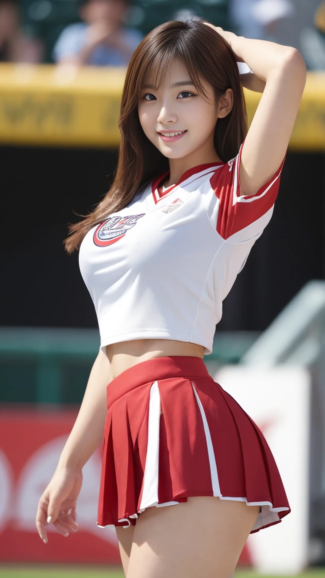 cheer girl、(最好质量、8K、tmasterpiece:1.3))、Crisp focus:1.2、Beautiful Woman with Perfect Style:1.4、Slender abs:1.2、((dark brown hair、A large:1.2))、Highly detailed facial and skin texture、Detailed eye、二重まぶた、(a beautifulchi girl:1.5)、Sexy Cheerleader、Cheerleader costumes、Put on a cheerleader costume and spread your legs((HugeBoobs、cleavage of the breast)))、(thick-thighs、an hourglass figure))、(top ress)、(Nipple paste: 1.8) ((Chunky red lips)), (long pony tail)), The photograph, tmasterpiece, realisitic, 真实感, photo realism, The high-contrast, Art Station 8K HD HD, the detail, realisitic, the detail, Skin texture, Super Detail, realistic skin textures, armature, 最好质量, ultra-high-resolution, ( photoreallistic: 1.4), Hi-Def, the detail, Raw foto, Clear Resolution, Nikon D850 Film Stock Photo Lige Freezes 4 Kodak Portra 400 Camera f1.6 lenses rich colors ultra realistic textures dramatic lighting Unreal Engine Art Station Cinestir 800 Trends, (Casual Hairstyles, Super: 1.9) ), Super Detail Face, Delicate eys, 二重まぶた, Soft breasts, a smile, Ultra exposed chest, Whole human body, Thigh Gaps, pale skinned, fitness, Beautiful ass, Glamour, Soft curves, Huge buttocks wide hips, full wet lips、Sexy Cheerleader、Cheerleader costumes、Cheer costumes、Fluffy skirt、mini-skirts、eating banana