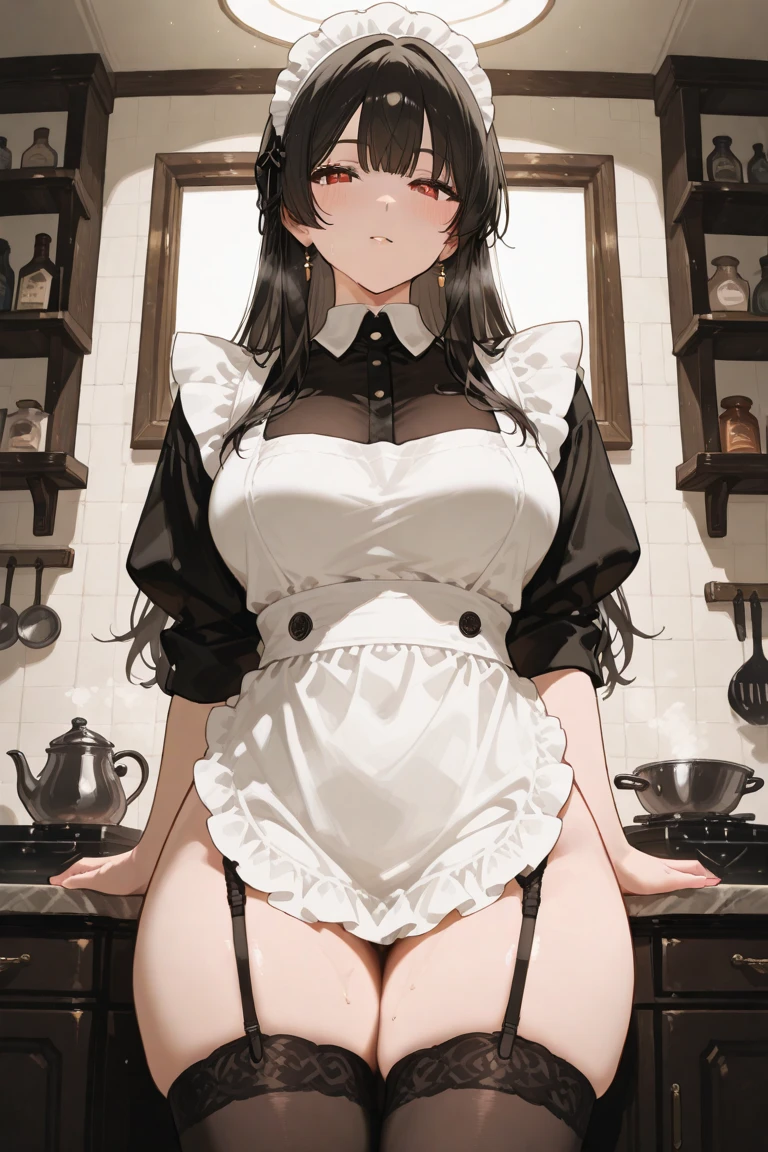Anime. 1 girl. Housemaid. Black hair. Long hair. Hair is gathered in braids. Green eyes. Beautiful eyes. Perfect eyes. Expressive eyes. Beautiful nose. Ideal anatomical body. Beautiful graceful hands. Beautiful graceful legs. Medium breasts. Beautiful breasts. Maid uniform. Diarrhea. Wants to poop. I need to poop. Pooping diarrhea in panties. I crap myself. Diarrhea flows down the thighs. Standing at the door to the toilet. Full height. Toilet in a mansion. Embarrassment. Blush. Whole body. Extremely detailed CG Unity 8k wallpaper. Ideal lighting. Ultra high resolution 4K. Super detailed 8K resolution.