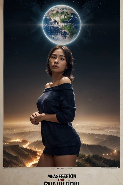 Realistic portrait, landscape, three knees Alternately high and low on the top of the mountain. The first ball has a golden pagoda. The second ball has a silver pagoda. with a golden Buddha image dark night atmosphere The sky is full of stars --auto