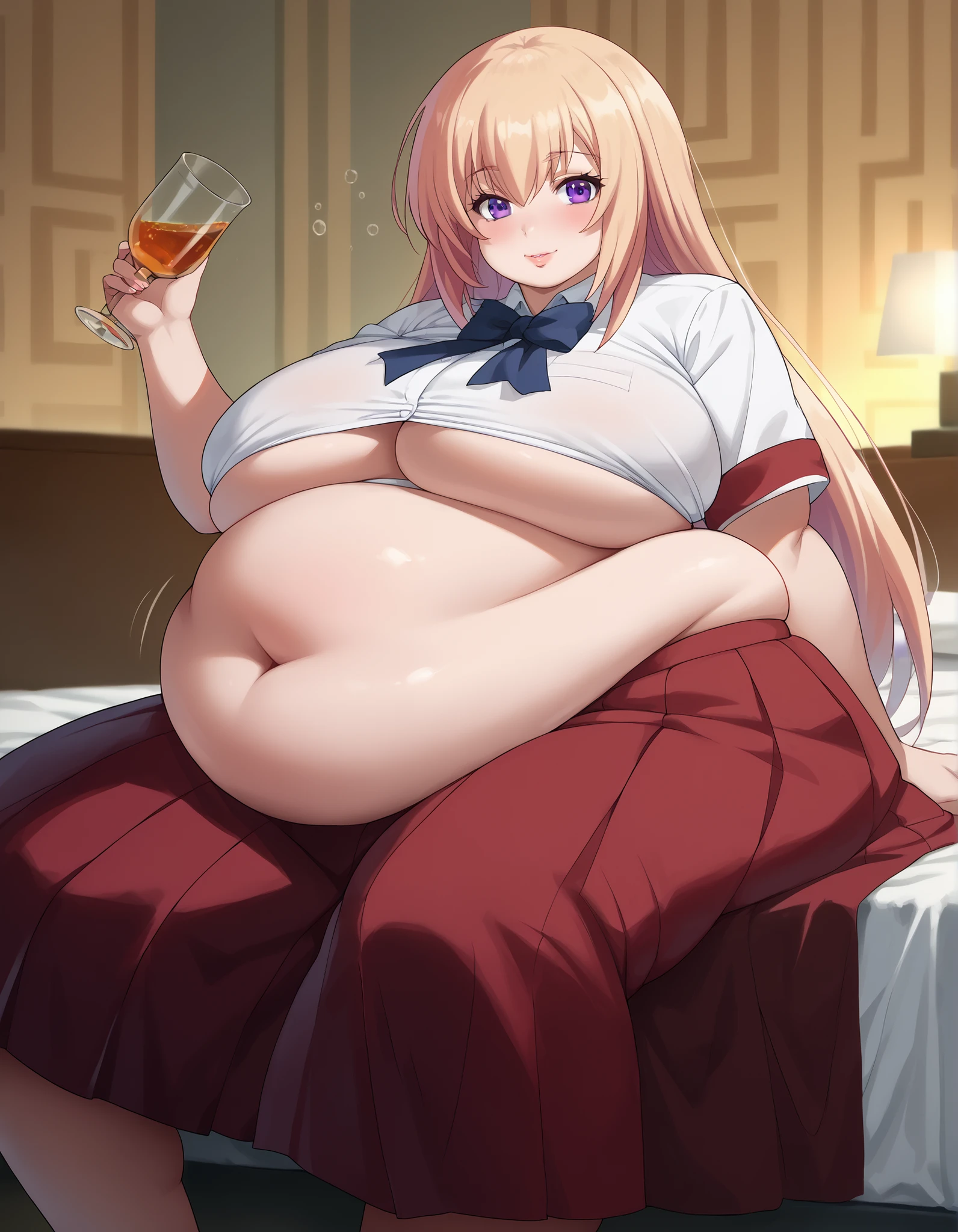 fat, pregnant, big belly, overweight, Riza Hawkeye, hair in bun, fat, big belly, clothed, sitting down, table full of food, cookies, eating cookies, very fat, Christmas season, Christmas time, Christmas season, holidays, Christmas sweater, twin tails
