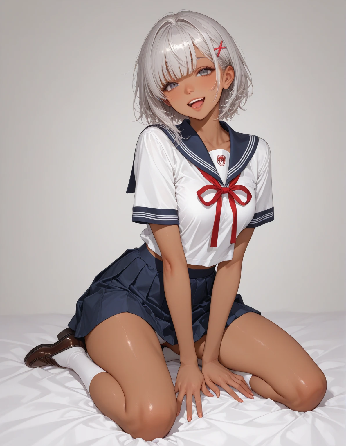 (Masterpiece、Highest quality、Very detailed、4K)、One Woman、Super small breasts、Primary school students、Spread your legs、Wet pussy、smile、(Masturbation)