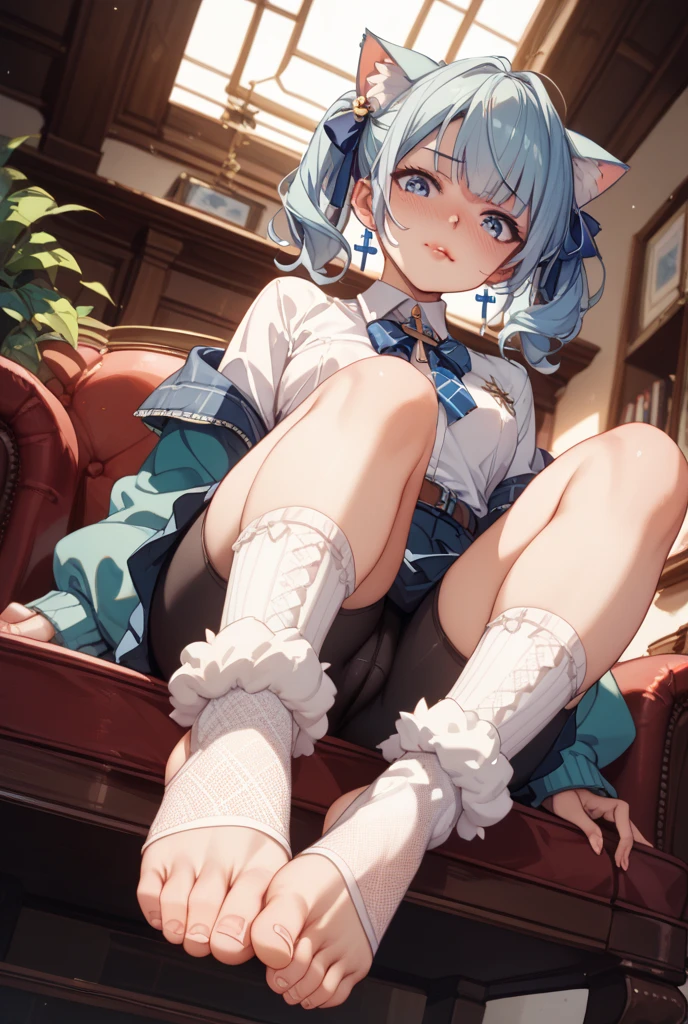 (best quality,4k,8k,highres,masterpiece:1.2),ultra-detailed,(realistic,photorealistic,photo-realistic:1.37), 기저귀, 기저귀를 입다, 매우큰 기저귀, fluffy,white,furry coat,beautiful blue eyes,adorable face,blue elements on the fur,beautiful lighting and shadows,ambient light,ultra-fine fur,volumetric lighting,animal focus,boy,pink flesh pads,folded kawaii legs,furry ears