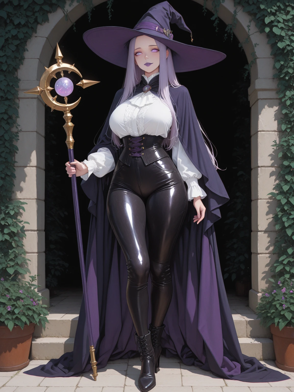 A drawing of a woman in a witch's hat sitting on a stool, magia de elenco de bruxa de anime de paquera, Preto - Mago Cabelo, academia bruxa, bruxa escura da moda, personagem bruxa escura, Marin Kitagawa Fanart, menina anime sedutora, uma bela feiticeira, Leblanc, feiticeira bonita, Marisa Kirisame, Meio invocador metade Megumin