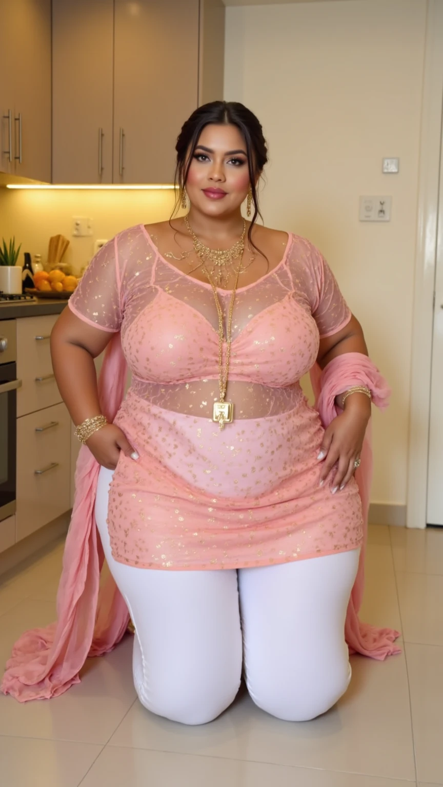 ((Best quality, 8k, Masterpiece :1.3)), 1girl, 23-year-old Pakistani woman with emphasis on her curvy physique and large breasts: 1.3, (long, lush curls: 1.2), vibrant cotton top with eye-catching patterns: 1.2, ultra-delicate face, detailed eyes with a hint of kohl, a radiant smile, urban setting （lifelike， high - resolution：1.3）， 1 girl of Indian descent with a voluptuous figure, Super fine face and eyes, long, curly hair: 1.2, cotton top and pants of vibrant colors: