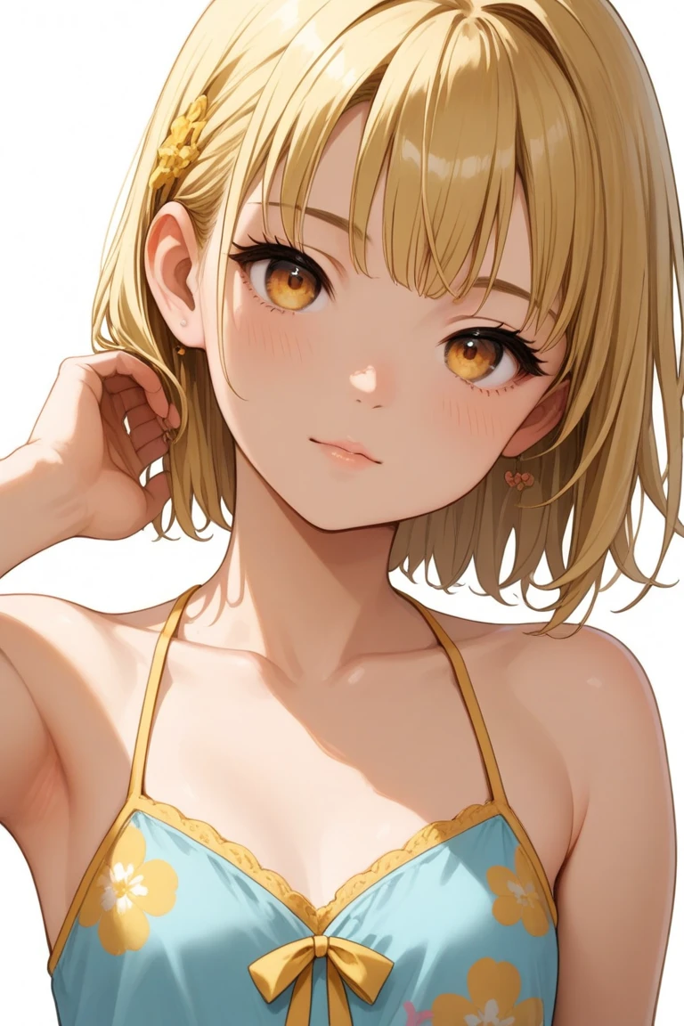 One Woman, Highest quality, masterpiece, Super Resolution, super high quality, Large Breasts, Idol, Beauty, ((From the front 1.2)), Cleavage, 8k, High resolution eyes, High-resolution contours, ((Forehead visible 1.3)), Stylish, High-resolution pupils, blush, High resolution face, High resolution breasts, Ultra HD, Open your mouth, Upper Body, High resolution mouth, Sexy body, ((Super cool face 1.5)), ((Hanging 1.6)), Broken bangs, Yellow Eyes, model, Mature Woman, Adult women, Beautiful clavicle, High resolution hair, Mother, maternal, Underboob, Sideboob, Married Woman, couple, super beautiful, Charm, Alluring, Open your mouth, Blonde, short hair, Micro Bikini, Beach, Textured skin, Textured Breasts,