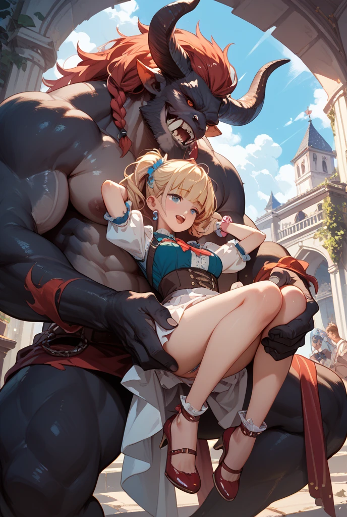 medium close up shot, faceless male, ((correct anatomy)), sad, side view, medieval room, stone walls, holding penis, masturbing, (((day))), small female, big feral, big male, (ultra detailed), a beautiful and detailed full size portrait of a female anthro kid human (human in princess dress) (((khls woman))) small woman, getting handjob by a big red dragon, scalie, beast, wings, clothing, standing, ears, glowing eyes, reptile penetrating human, dominating male, nipples, smaller female, anthro on human, non-mammal breasts, big body, sexy body, goddess, wide hips, kenket, Ross Tran,ruan jia, trending on artstation,foxovh, cenematic lighting, detailed background, detailed eye, big penis, big balls, big_dom_small_sub, blowjob, full body,