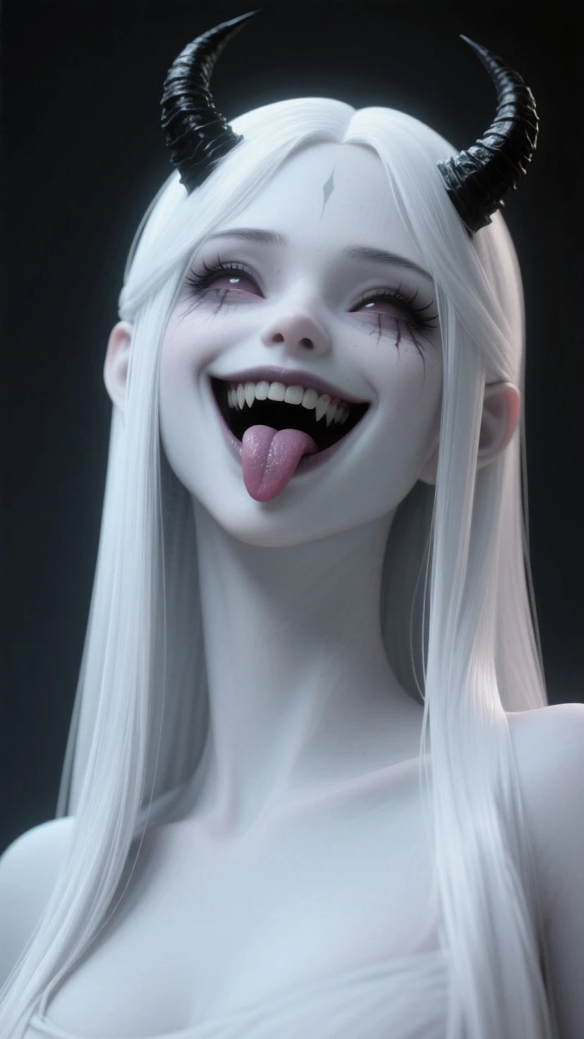mavis dracula , Hotel Transylvania, short hair, blue eyes , Black full lips and detailed face gothic makeup, teeth fangs vampire, beautiful and aesthetic image 1.2 high resolution 12k
