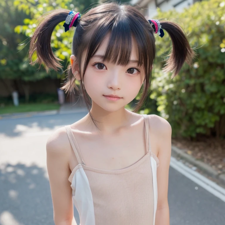 girl, cute, elementary school student, black hair, twin tails, blush, small breasts, pussy, tits, sperm