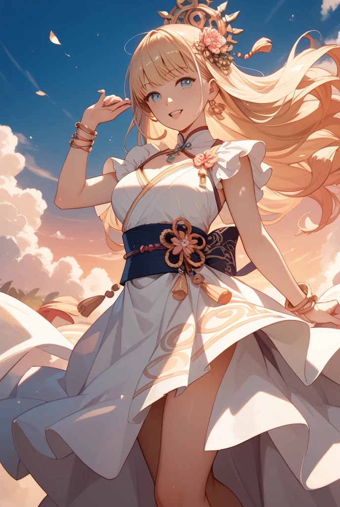 Masterpiece
(woman,The facial expression is accurate,Anime style face,greenish blue eyes )
Shooting stars flowing at night
((((grassland))))
((((Sitting))))
((((Looking at the night sky))))
8k((((high school girl))))
8k(((((Wavy, Gracefully running down my shoulders、Wavy blonde hair that flows gently around the face)))))
((Angle from below))
Emphasize the breasts and draw the body
