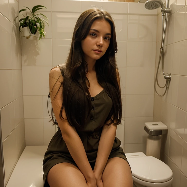 EMILLY FERREIRA SITTING ON THE TOILET
