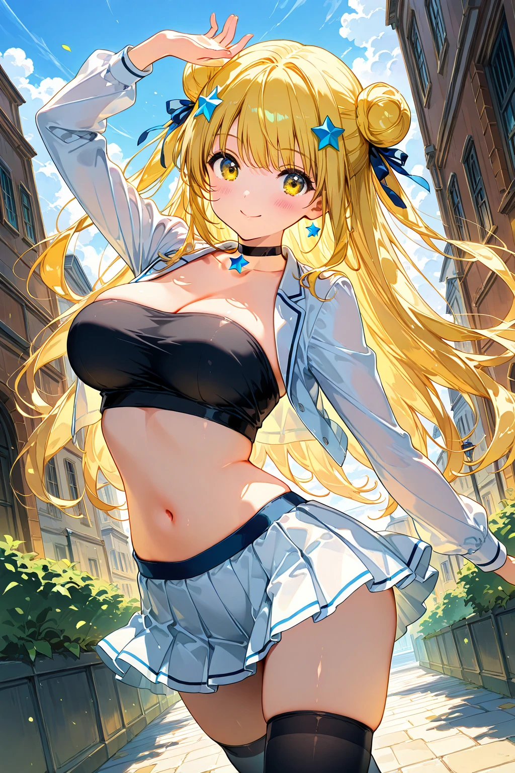 skyscrapers,cityscape,fences,building,in the rain,cloudy,rainy days,chiaroscuro,bloom,absurdres,incredibly absurdres,uncensored,outdoors,science fiction,aqua theme,wide shot,panorama,atmospheric perspective,aged down,masterpiece, best quality, ultra-detailed, illustration, disheveled hair, frills, 1girl, solo, dynamic angle, big top sleeves, floating, beautiful detailed sky, beautiful detailed water, beautiful detailed eyes, overexposure, fist, expressionless, side blunt bangs, hair between eyes, ribbons, bowties, buttons, bare shoulders, detailed wet clothes, blank stare, pleated skirt, flowers,masterpiece, best quality,(best quality),((masterpiece)),(highres), original, extremely detailed 8K wallpaper,(an extremely delicate and beautiful),ray tracing,(best quality),((masterpiece)),(highres), original, extremely detailed 8K wallpaper,(an extremely delicate and beautiful),incredibly_absurdres,colorful,intricate detail,artbook,1girl,solo,fox girl,interspecies,streaked hair,colored inner hair,blonde hair,light blue hair,mizura,mask on head,blue hairband,fox ears,blush,ahegao,full blush,heart in eye,glint,gradient eyes,happy tears,trembling,mouth drool,neck ribbon,neck ring,huge breasts,breast grab,breast squeeze,inverted ,collarbone,number tattoo,belly chain,midriff,navel,tail,thighs,toes,foot,barefoot,bare legs,fox tail,panties around one leg,wet panties,chains,leg lift,head back,solo focus,full body