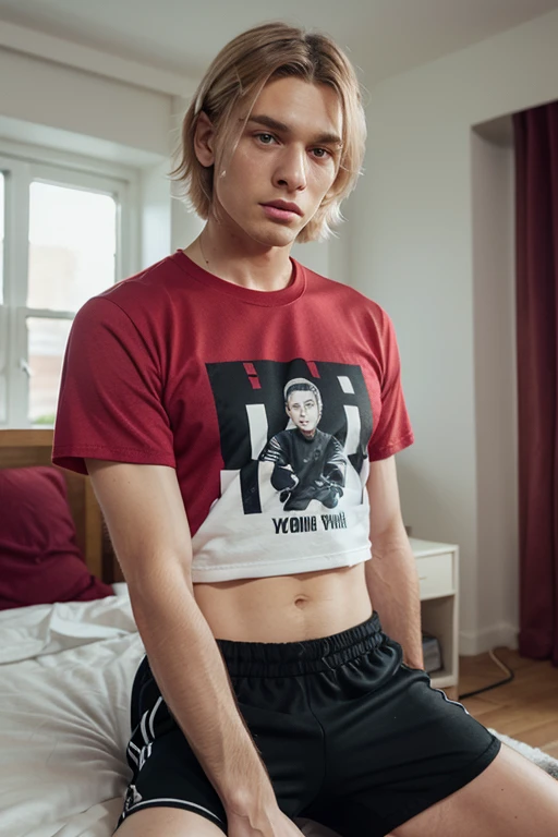 Boy lifts his shirt 
