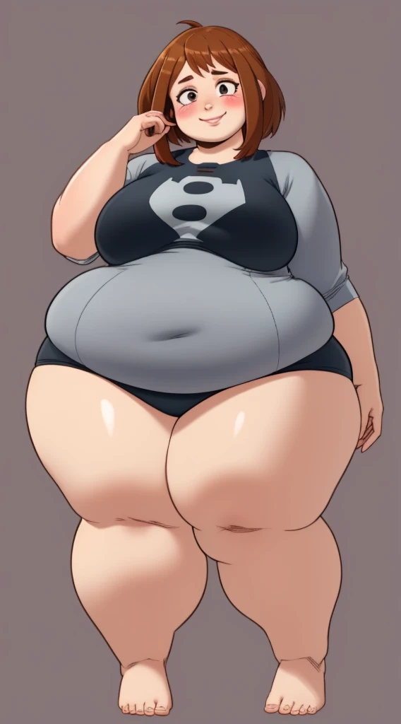 Anime Women, Lady、Forehead、Black Hair、Braid、Glasses、Hanging eyes、Brown eyes、Are fat、Chubby、Voluptuous、obesity、Double chin、Cheek、Fat-covered neck、Big Breasts、Saggy breasts、Thick upper arms、Fat Belly、Sagging belly、tall、Maroon underwear、Lace Underwear、Sweat、Embarrassed、Exercising