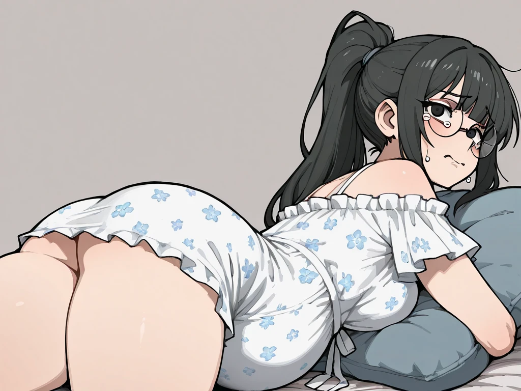 NSFW. A MILF、Sex with a man、vaginal , Sweat, Lying in bed、lying back on、Silly,(Vulgarity), cum shots、pubick hair、Big breasts、
Glasses、Braid、ghost、ゾンビ
She is on all fours, seen from behind,.
